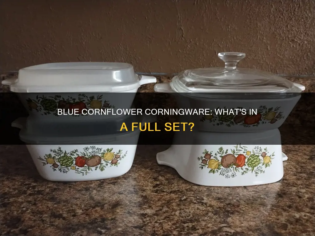 what constitutes a full blue cornflower corningware set