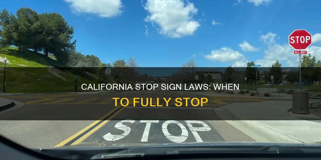 what constitutes a stop at a stop sign in clifornia