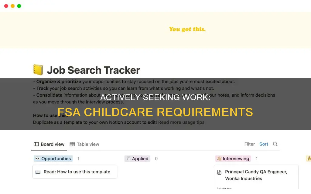 what constitutes actively looking for work for fsa childcare