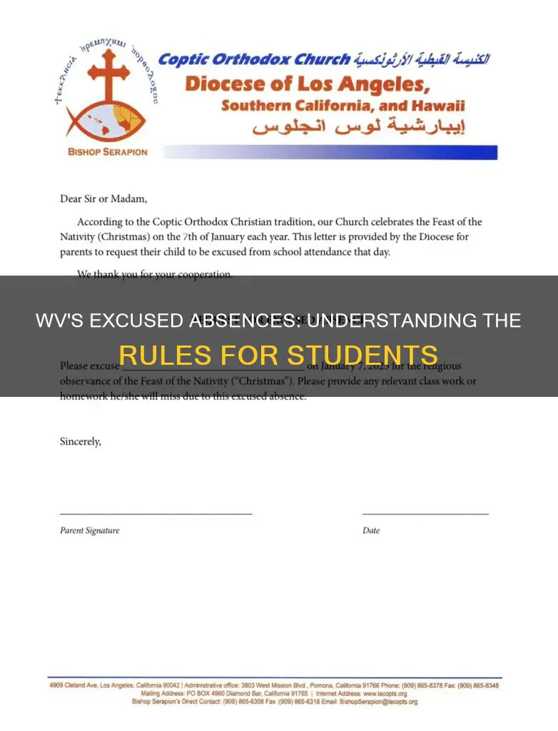 what constitutes an excused absence from school wv