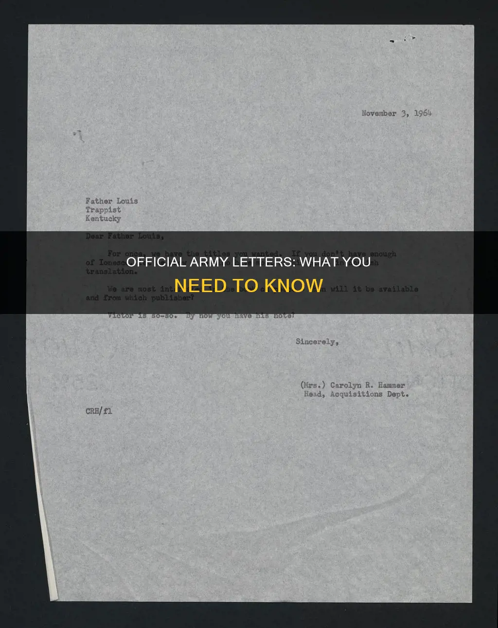 what constitutes an official letter from they army