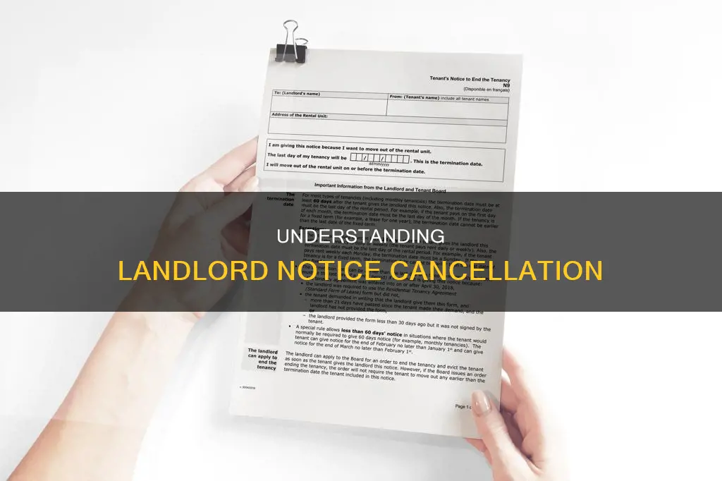 what constitutes cancellation of notice to quit from a landlord
