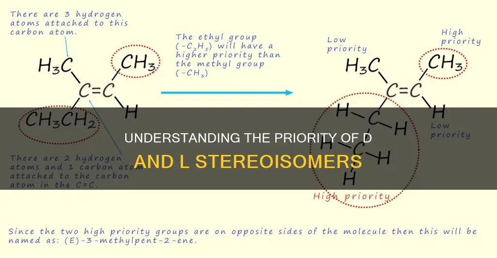 what constitutes higher priority in d and l stereoisomers