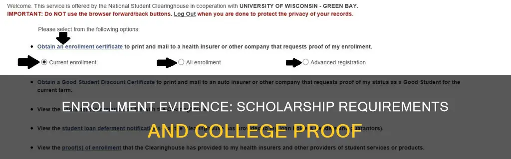 what constitutes proof of enrollment at college for scholarships