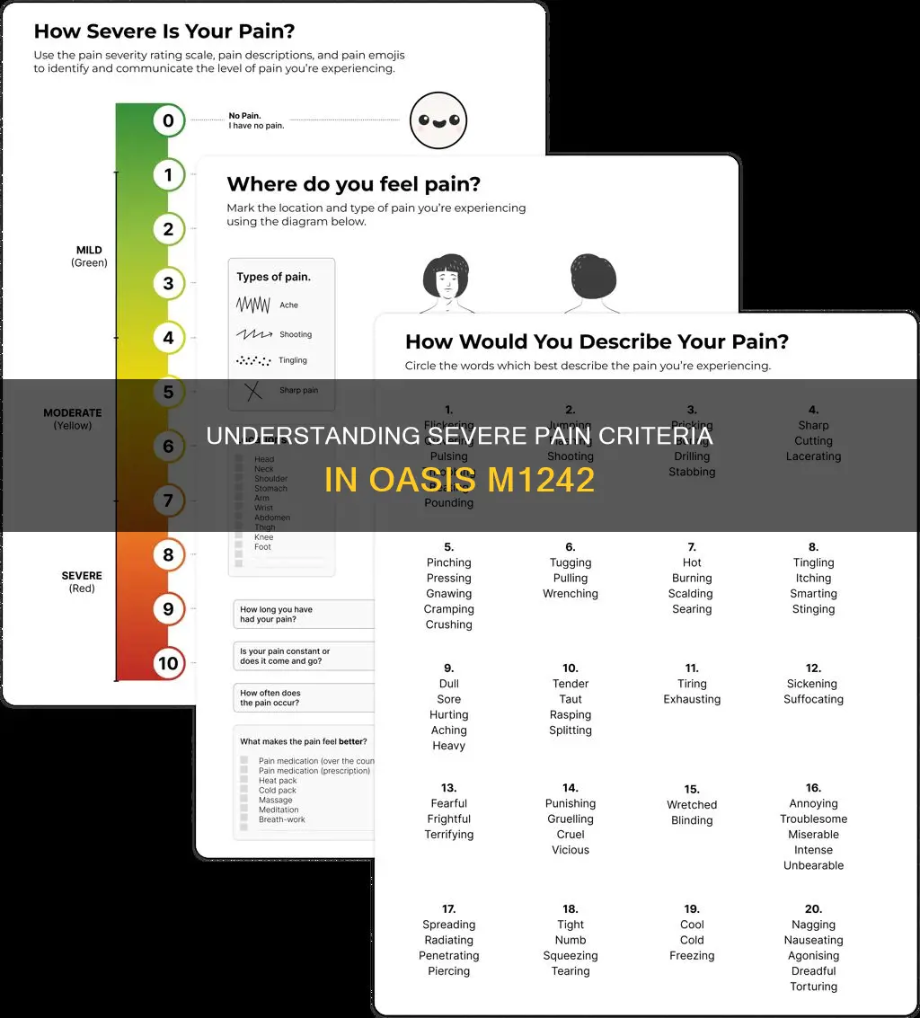 what constitutes severe pain for m1242 of oasis