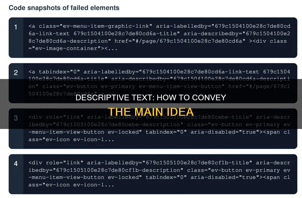 what constitutes the main idea of a descriptive text