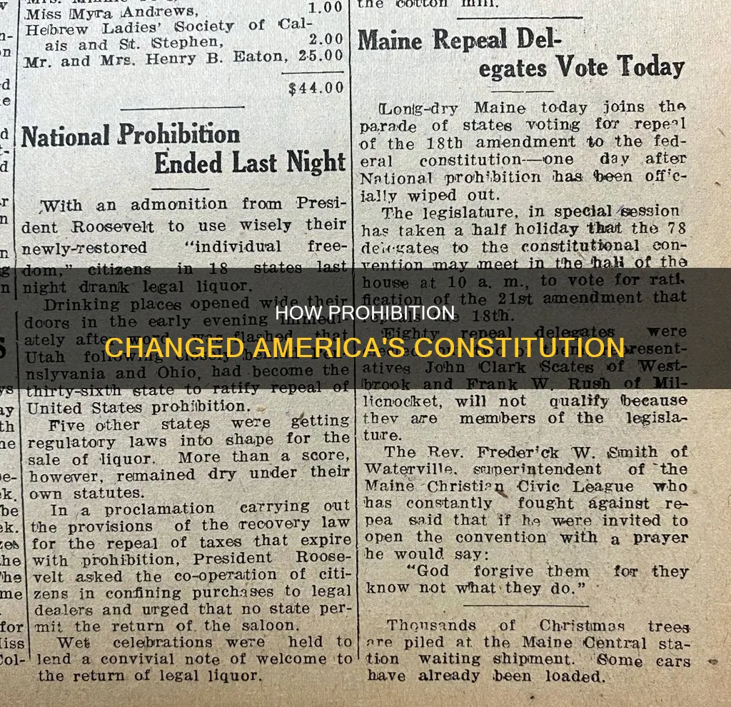 what constitutional amendment made alcohol illegal