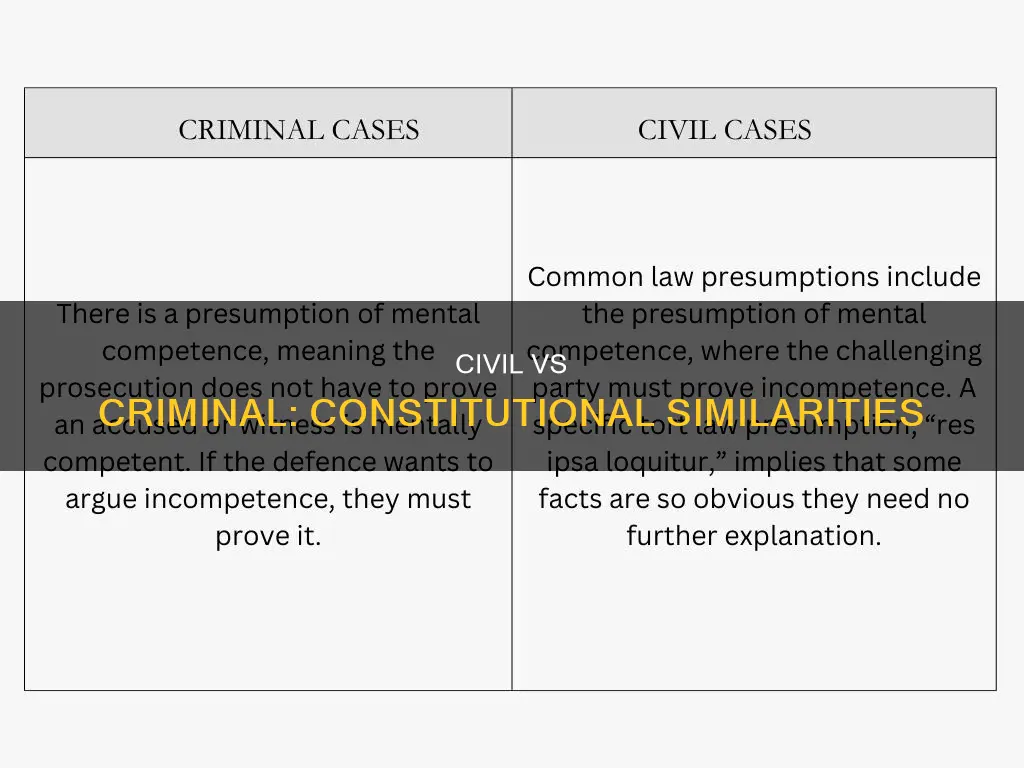 what constitutional elements are civil action and criminal trials similar