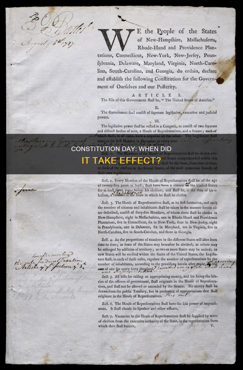 what date did the constitution go into effect