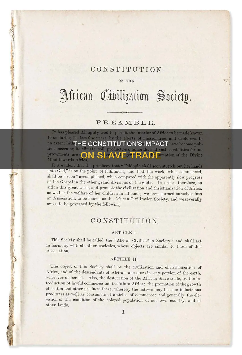 what did the constitution do concerning slave trade