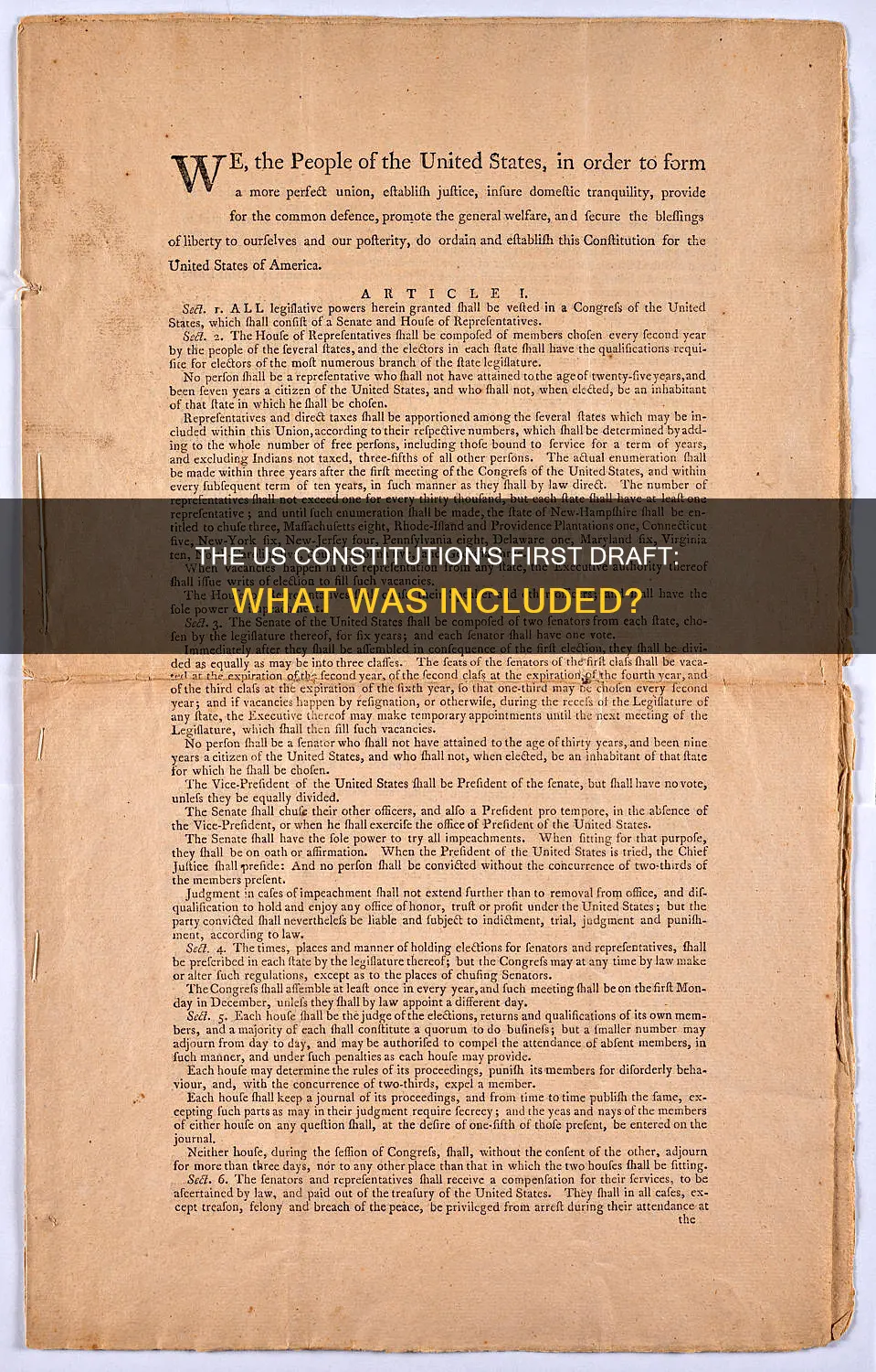 what did the first draft of the us constitution inclued