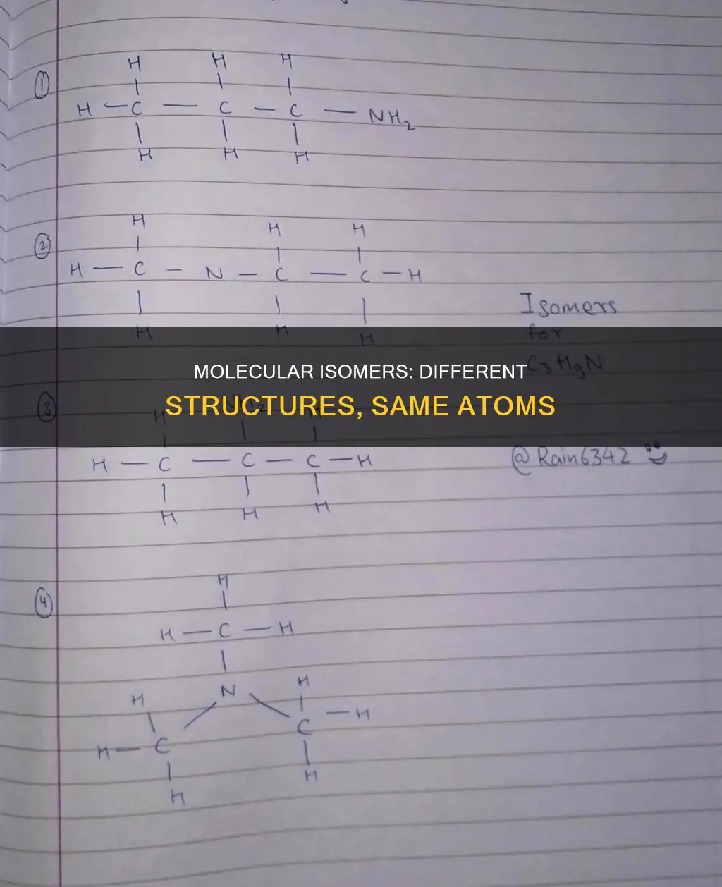 what do two molecules that are constitutional isomers look like