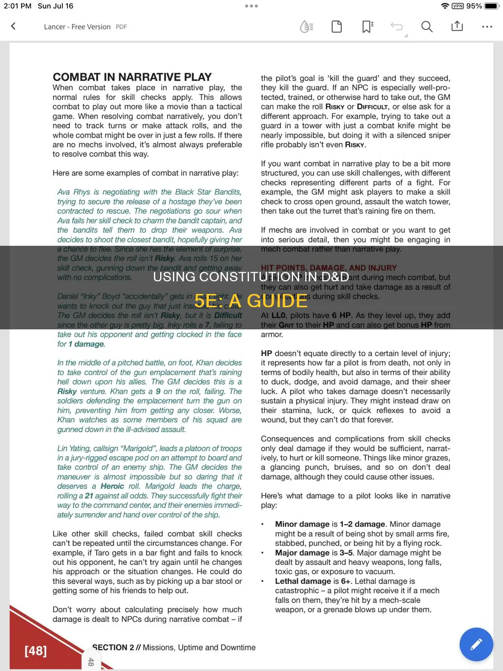 what do you use constitution for dnd 5e