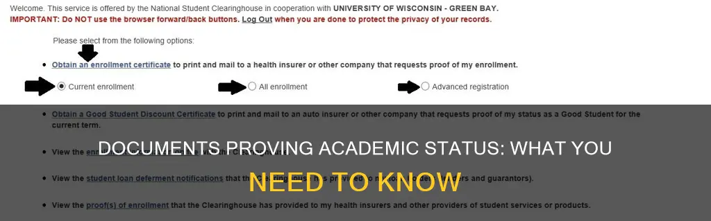 what documents constitute as proof of academic status