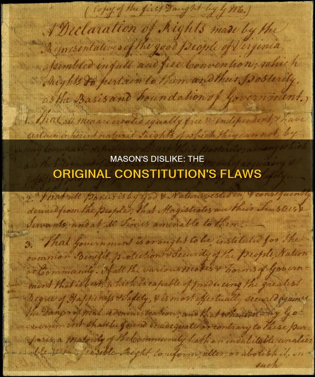what does mason dislike about the original constitution