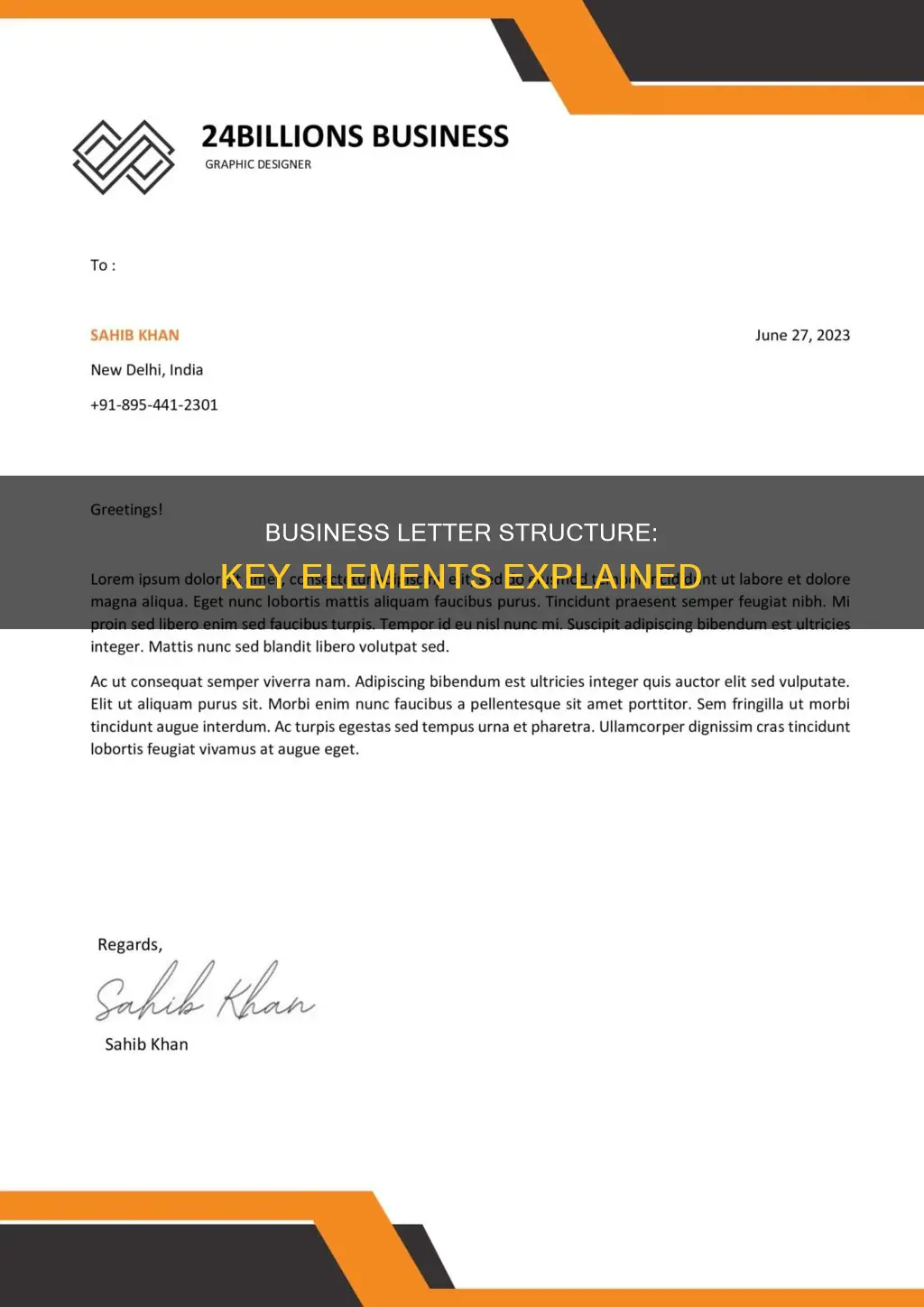what elements constitute the structure of a business letter