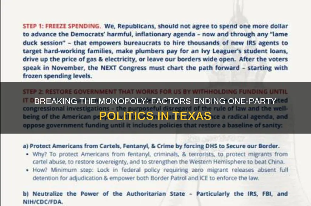 what helped bring an end to one-party politics in texas