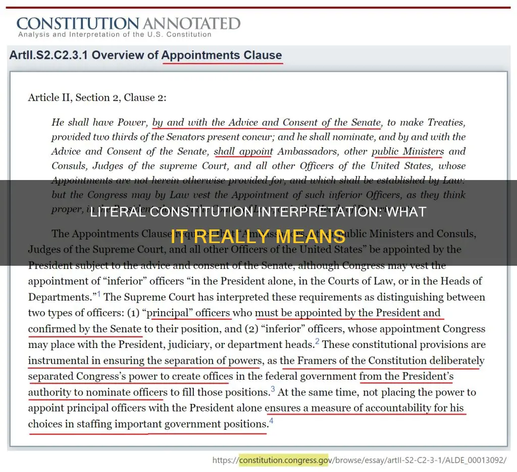 what is a literal interpretation of the constitution