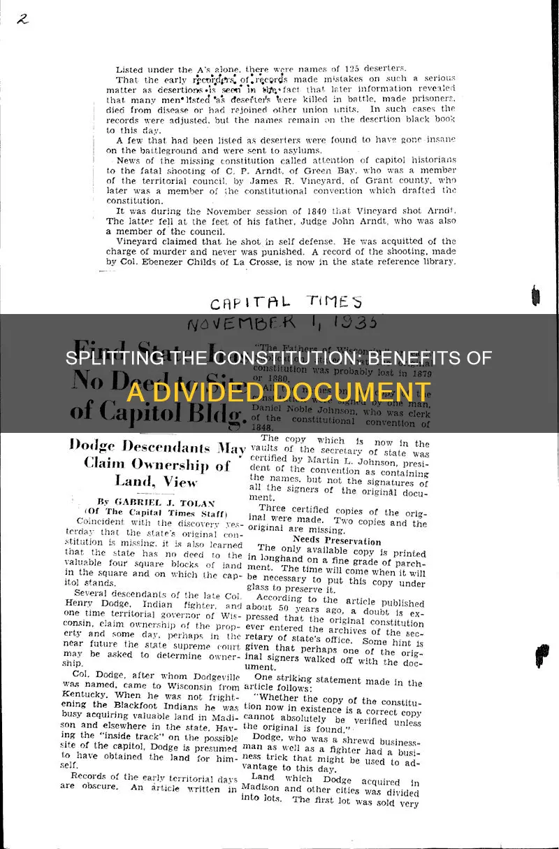 what is gained from the constitution being split