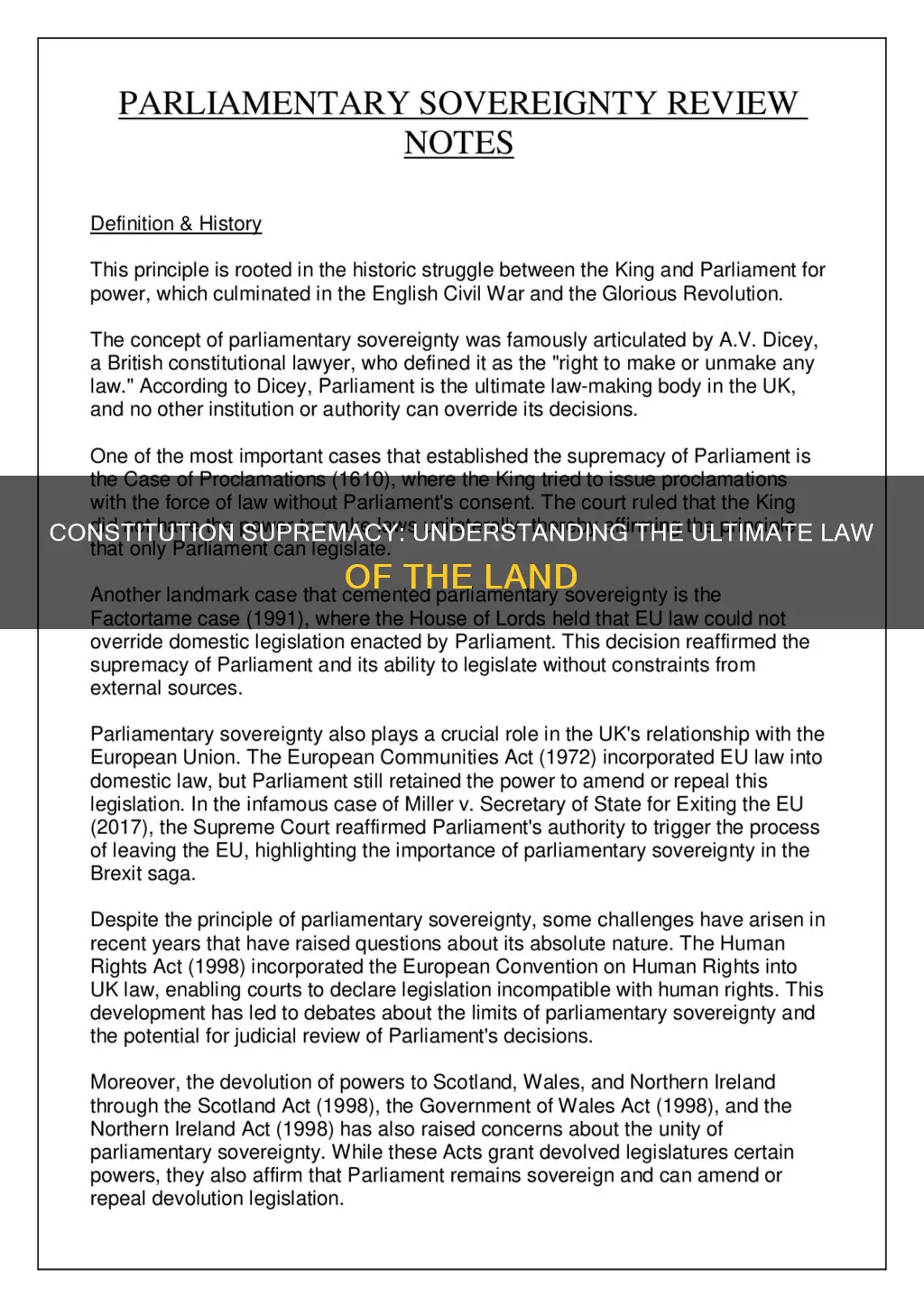 what is meant by supremacy of the constitution