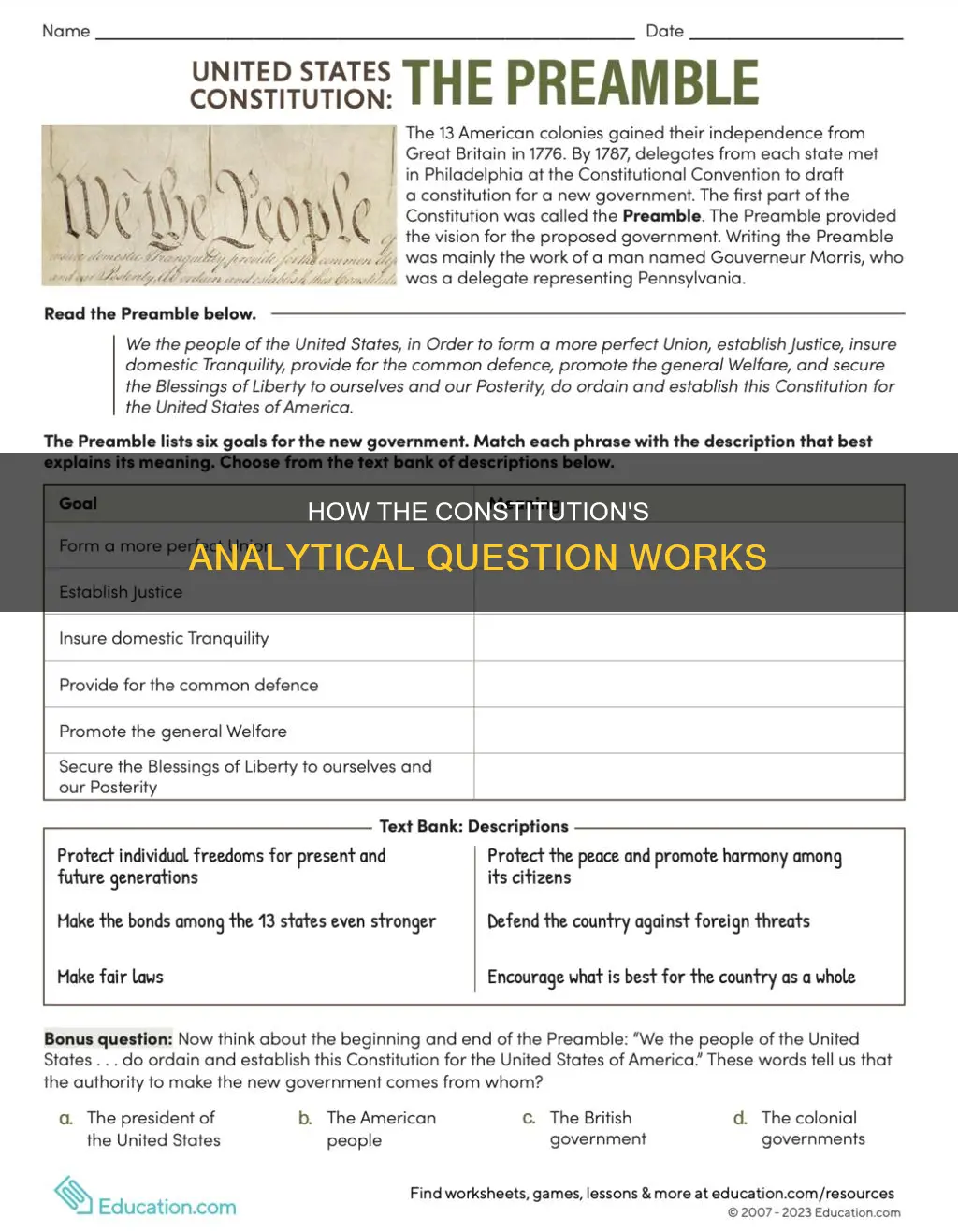 what is the analytical question asked by constitution mini q