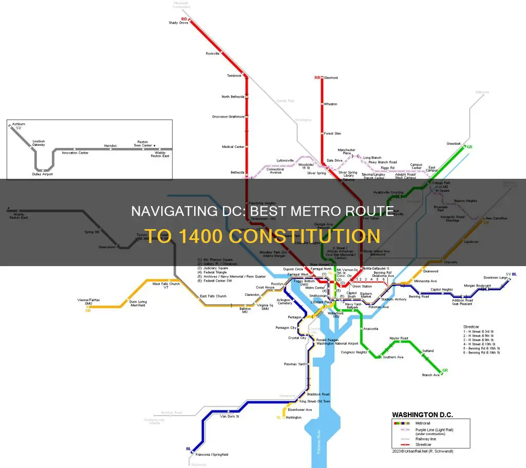 what is the best route on metro for 1400 constitution