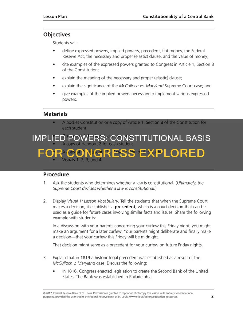 what is the constitutional basis for congress implied powers