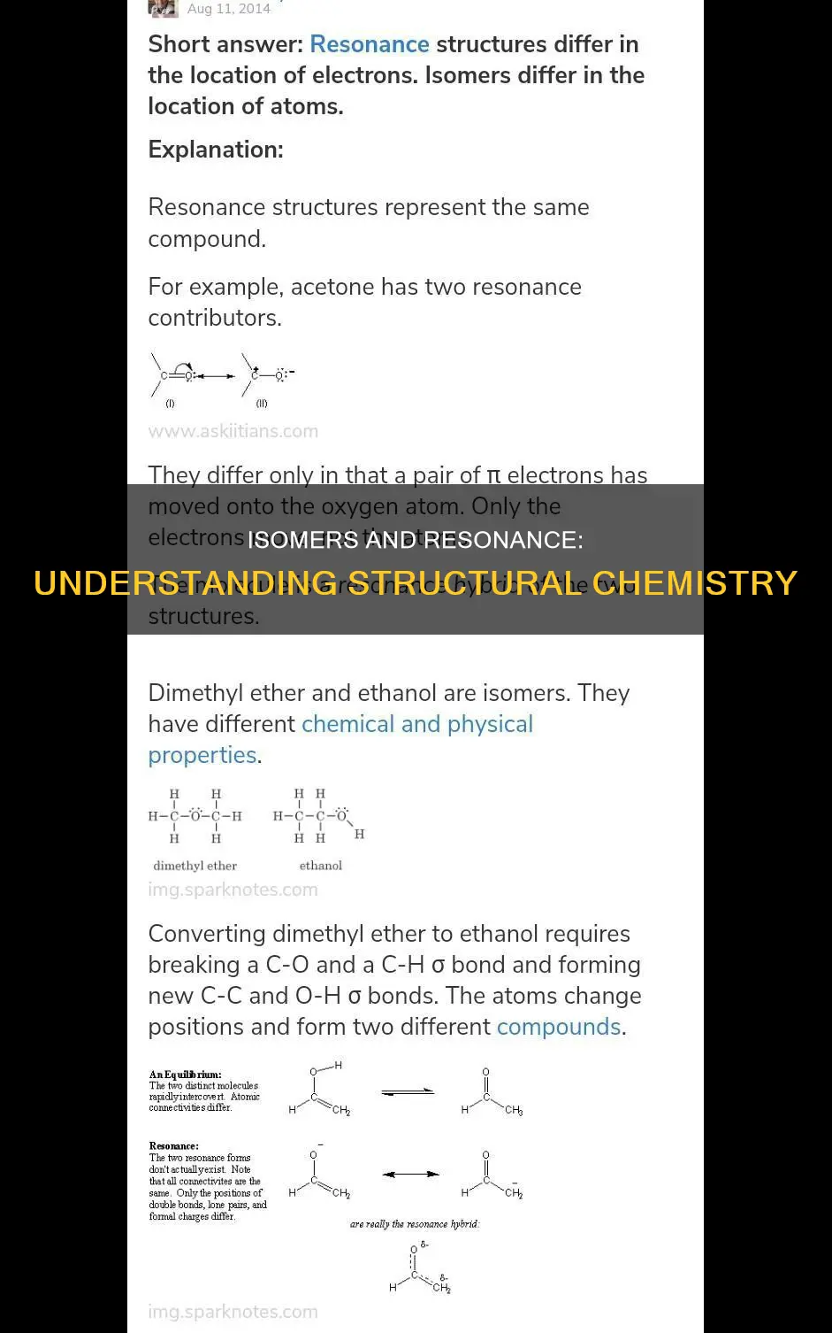 what is the difference between constitutional isomers and resonance structures