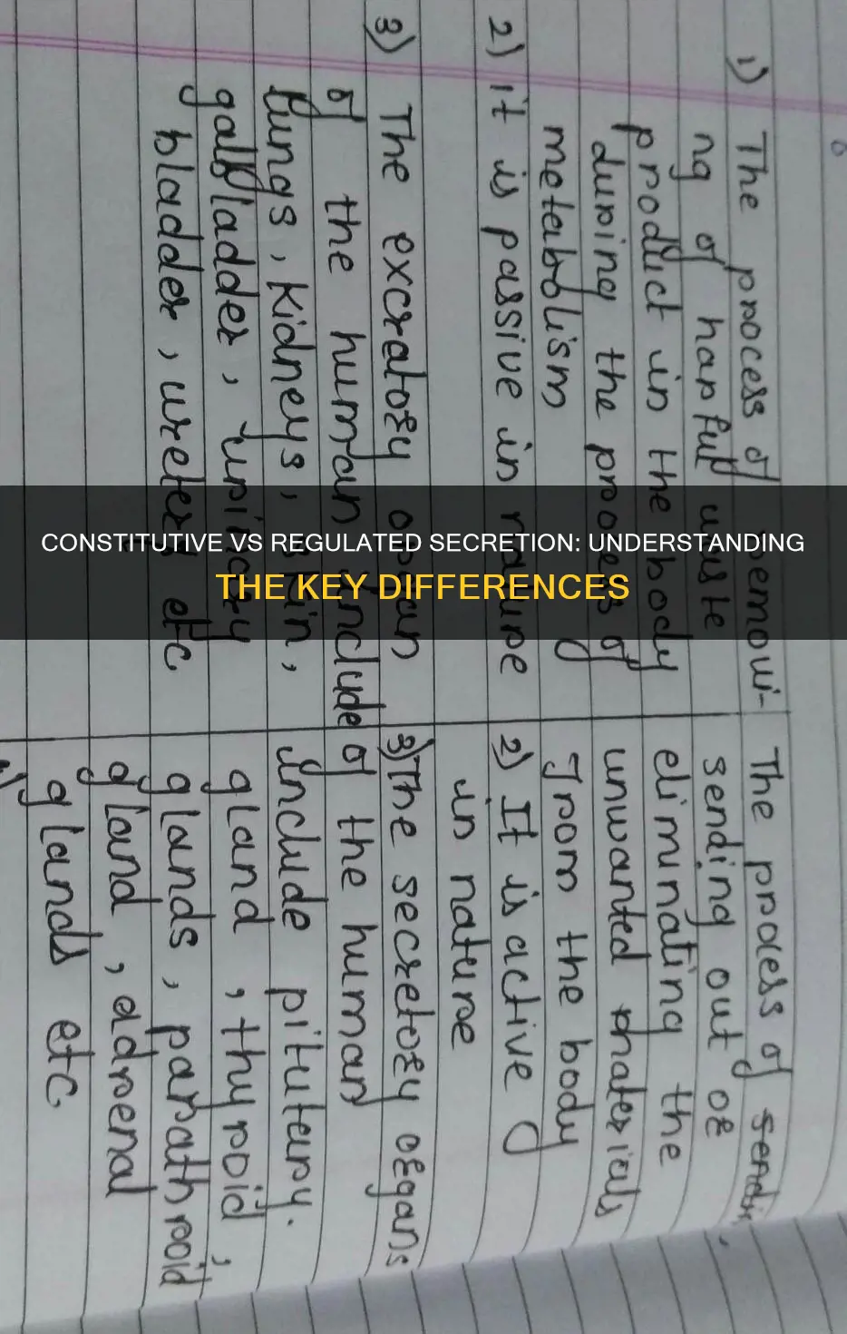 what is the difference between constitutive secretion and regulated secretion