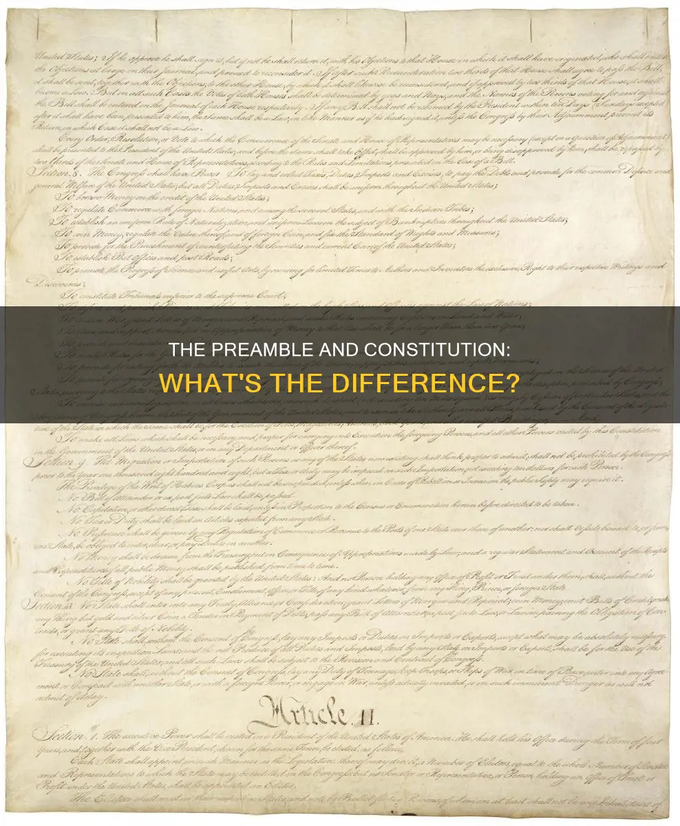 what is the difference between the preamble and the constitution