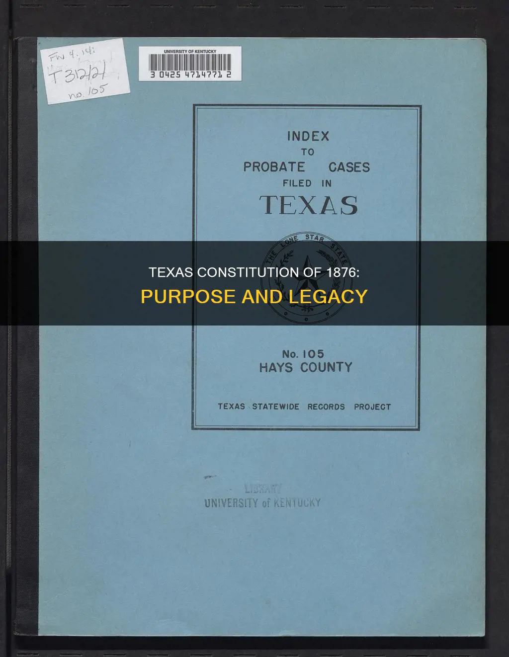 what is the purpose of texas constitution in 1876
