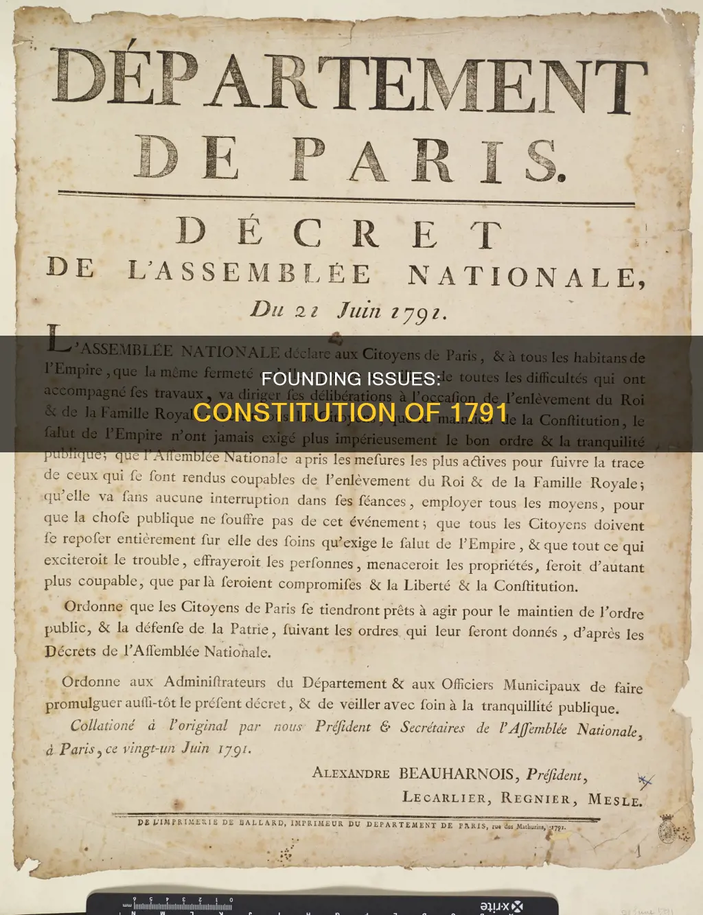 what issues did the constitution of 1791 attempt to address