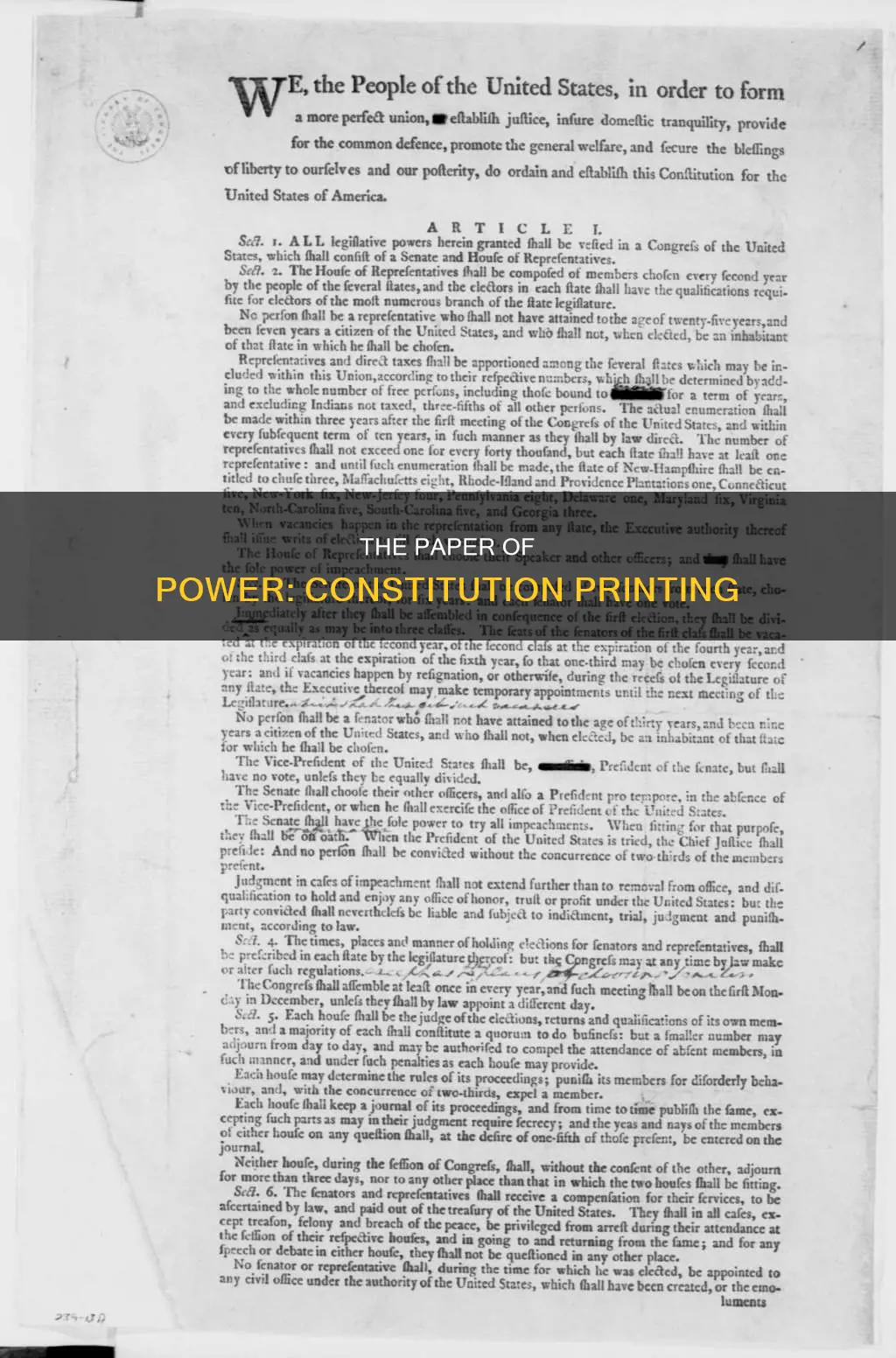what kind of paper is the constitution printed on