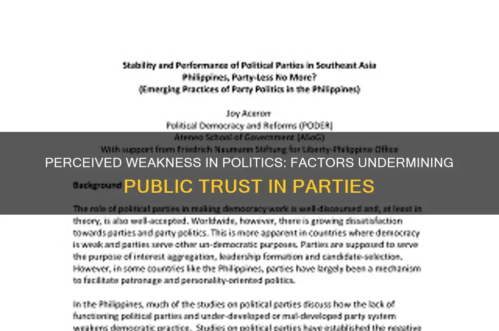 what makes a political party seem weak to the public