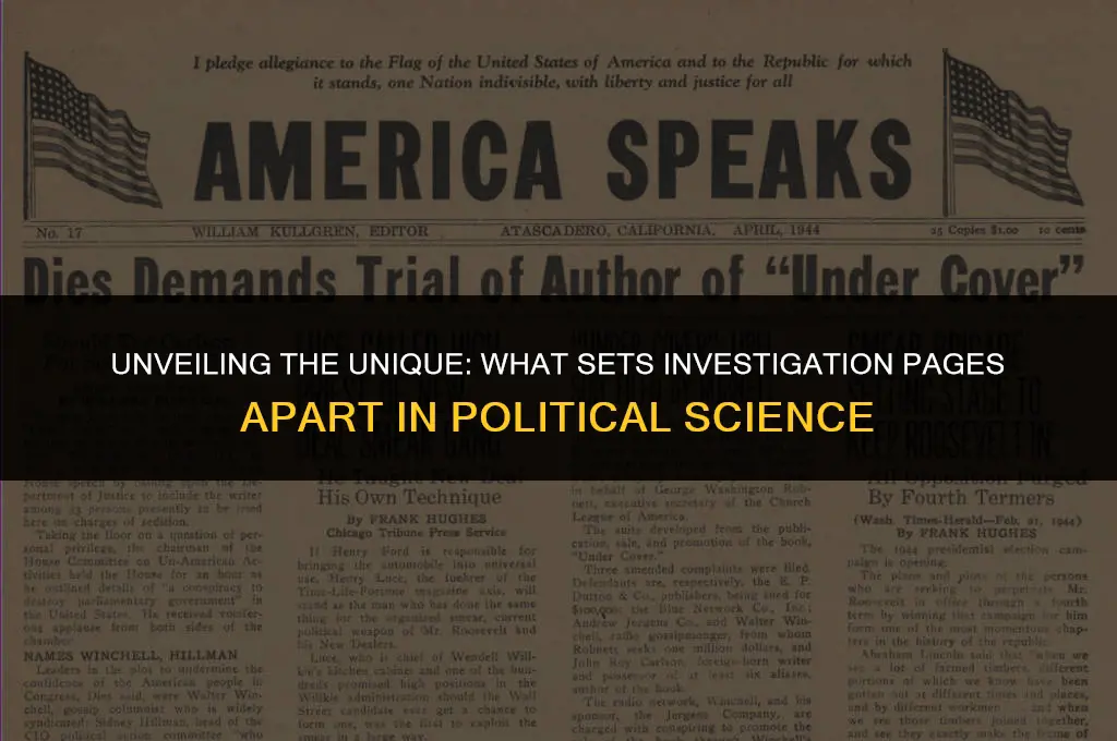 what makes investigation pages different political science