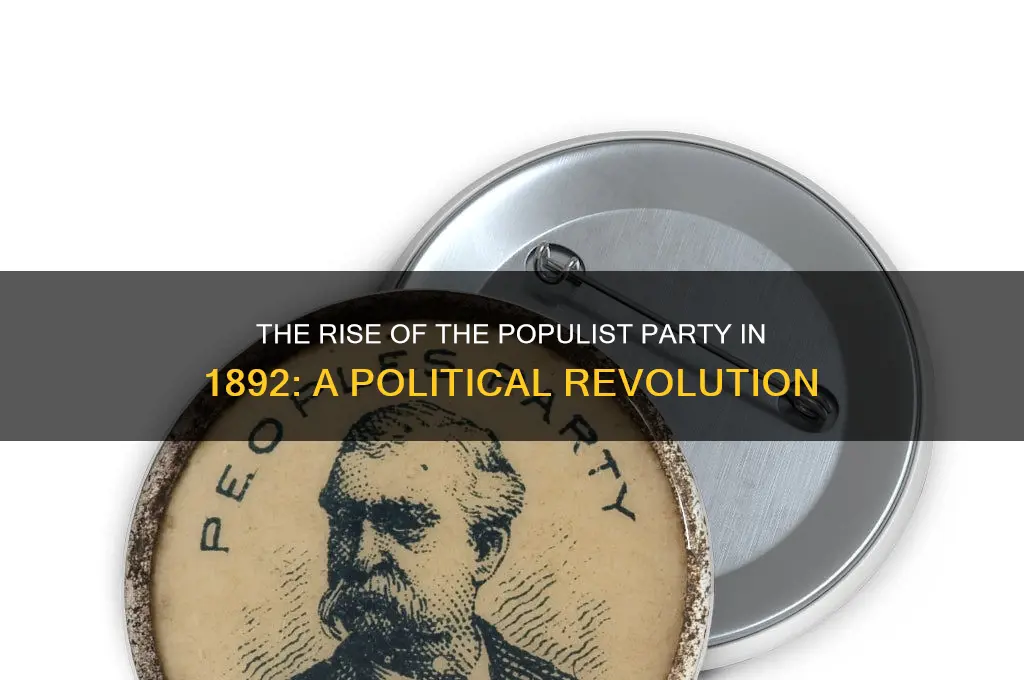 what new political party formed by 1892