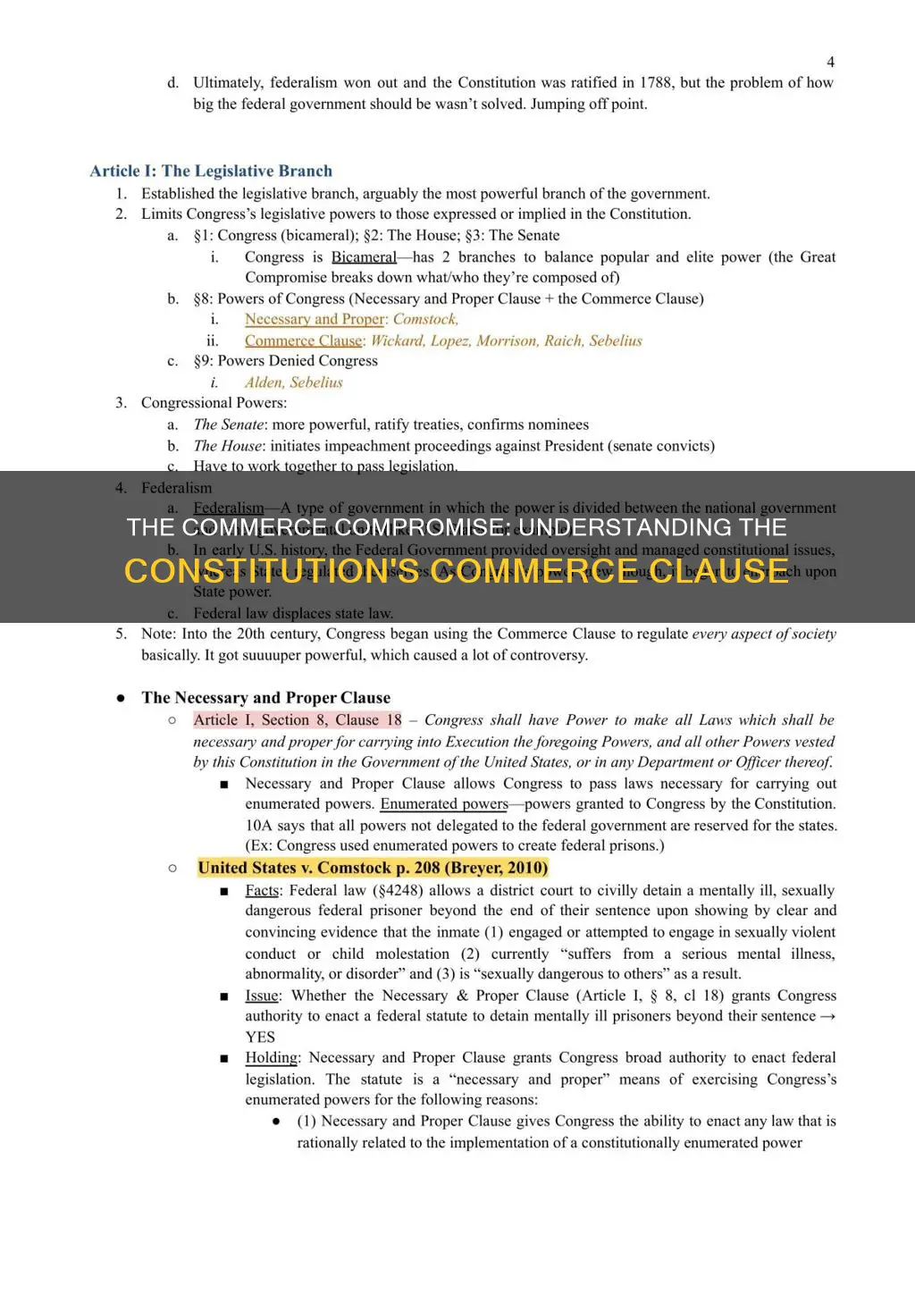 what part of the constitution addresses the commerce compromise