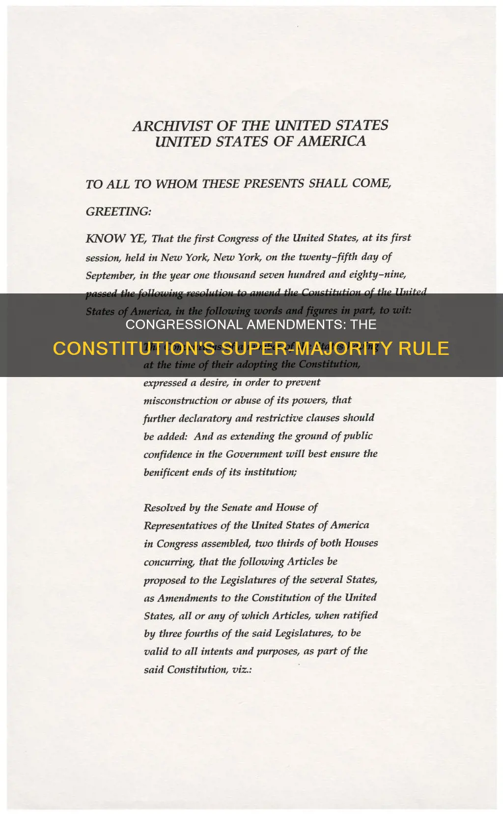 what percent of congress is required to amend the constitution