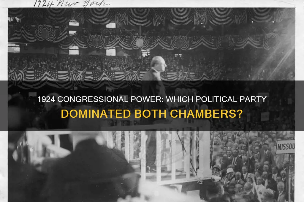 what political party controlled the house and senate in 1924