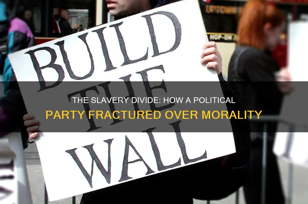 what political party split based on the issue of slavery