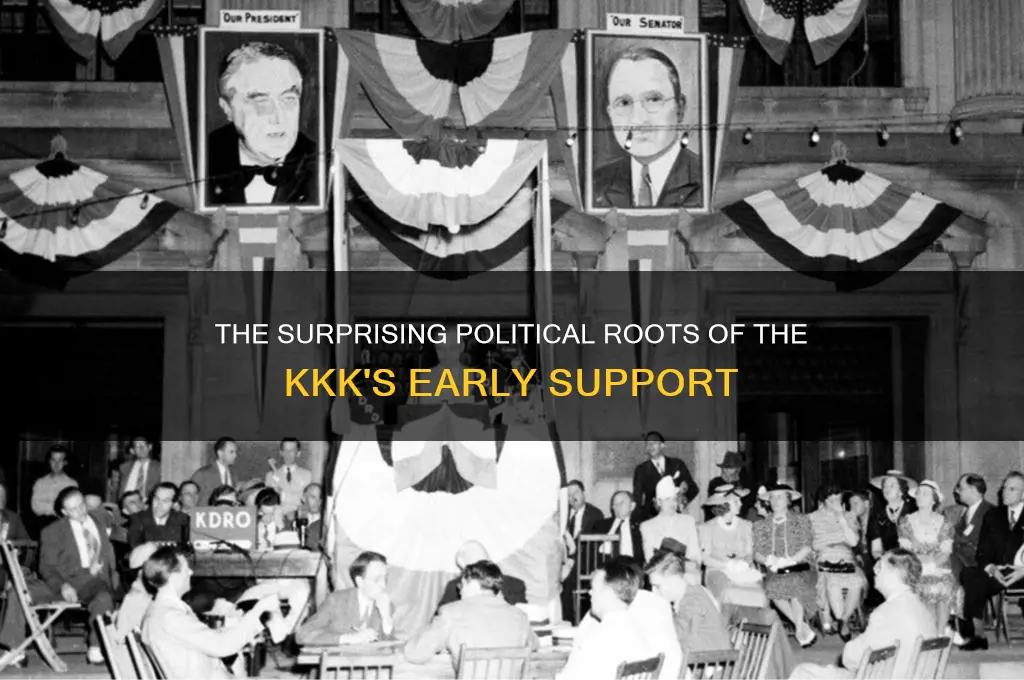 what political party supoorted the kkk in its very beginning