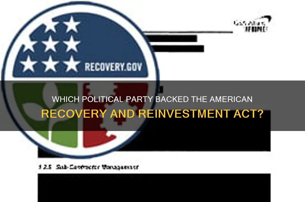 what political party supported the american recovery and reinvestment act