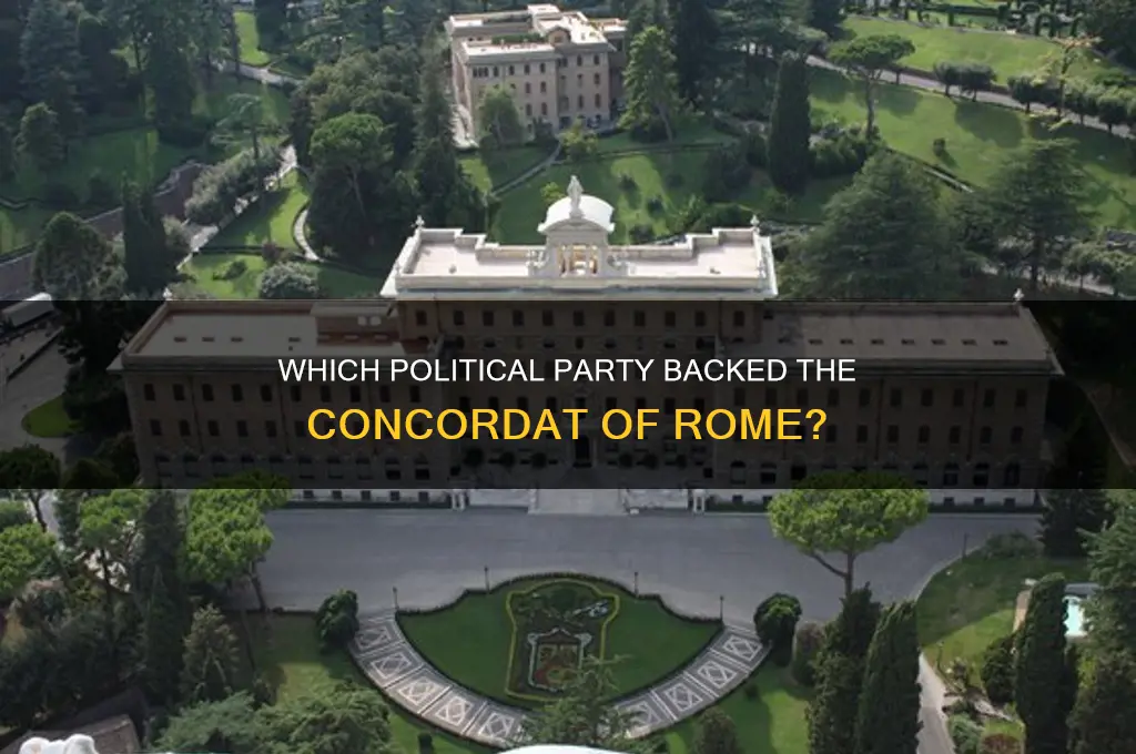 what political party supported the concordat of rome