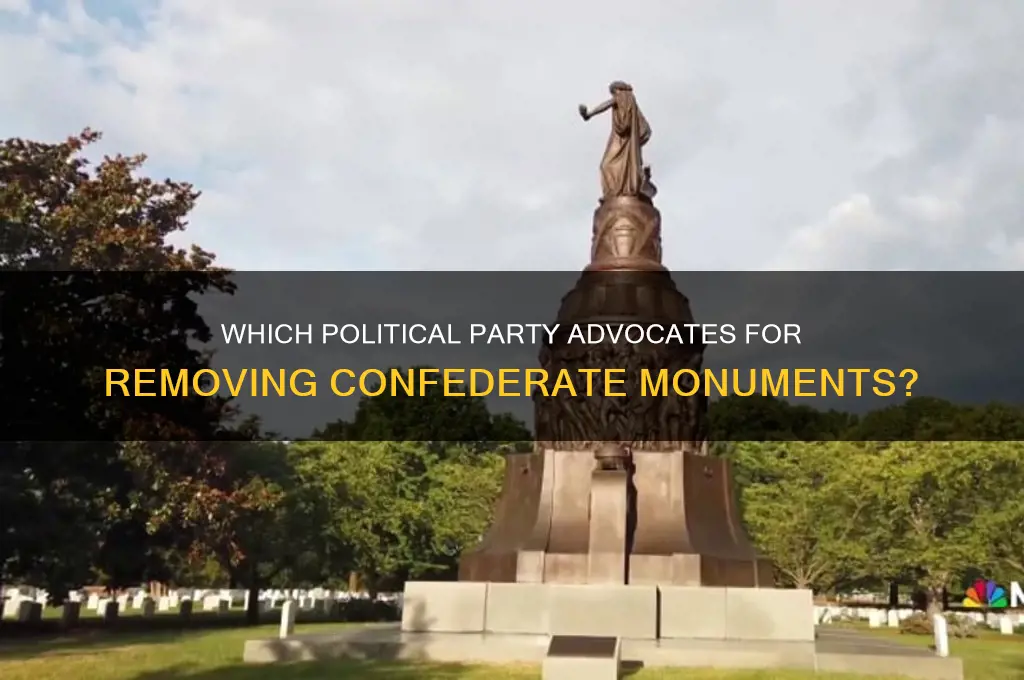 what political party wants confederate monuments removed