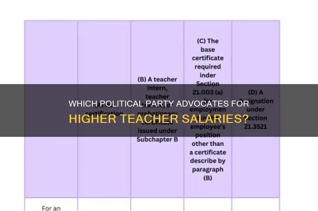 what political party wants to raise teachers salaries