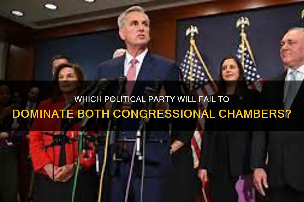 what political party will not control both houses of congress