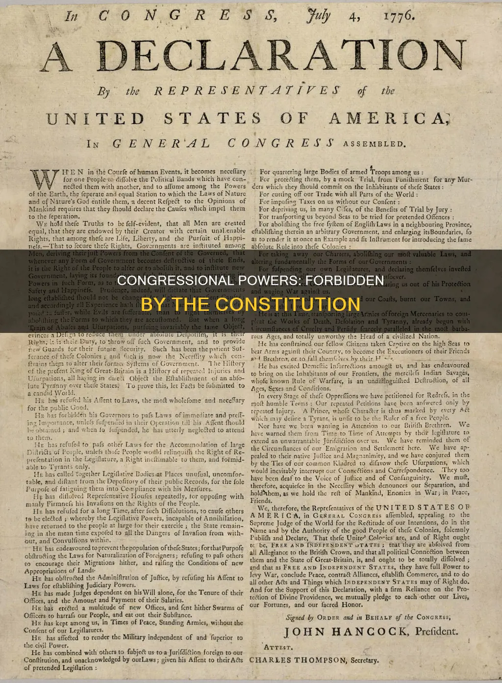 what powers are forbidden to the congress by the constitution