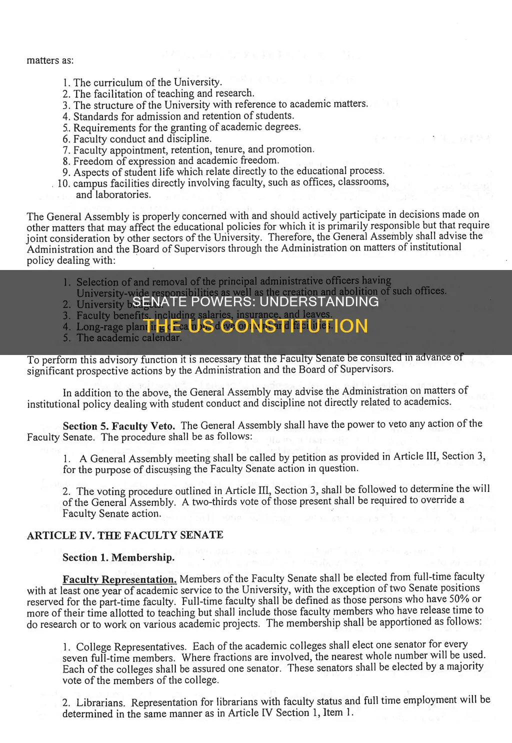 what powers does the constitution give to the senate