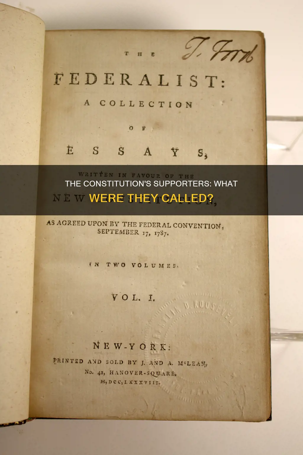 what term was given to those who supported the constitution