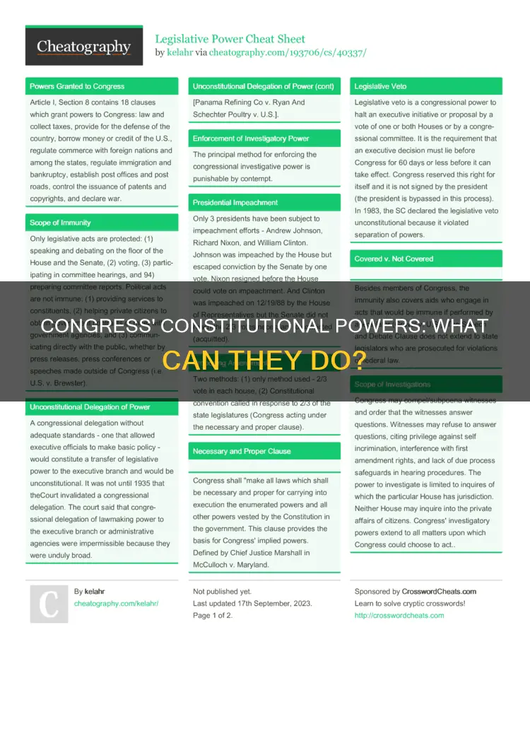 what things is congress constitutionally the constitutional authority to do